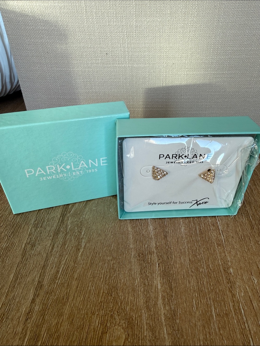 Park Lane Gold Pave Triangle Stud Earrings